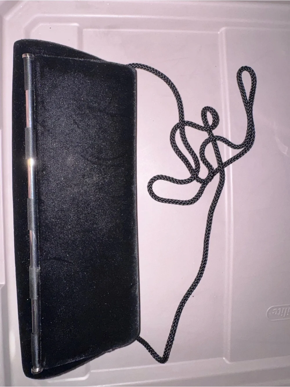 Classic Black Velvet Evening Clutch with Braided Strap